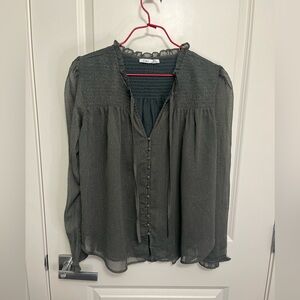 Dex New Women's Grey Sparkly Button-Down Blouse in size M